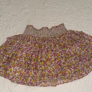LoveShackFancy Floral Ruffle Skirt - Pink and Green